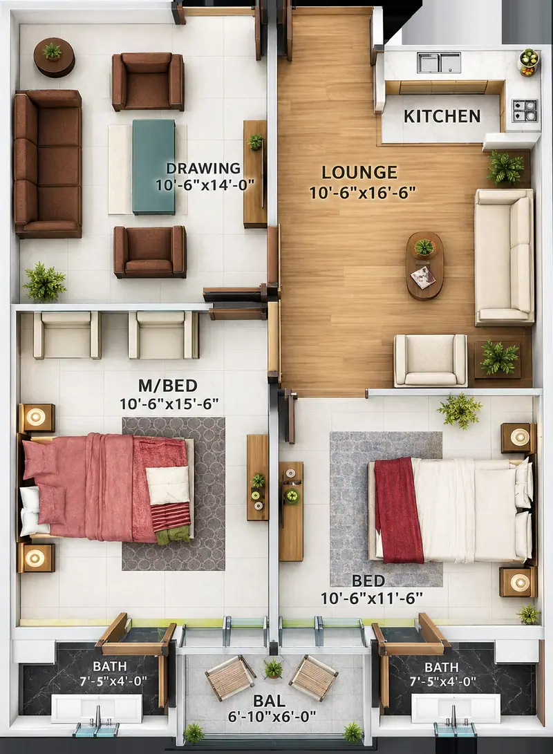 Khairunnisa Heights Ruby 4 rooms apartment floor plan